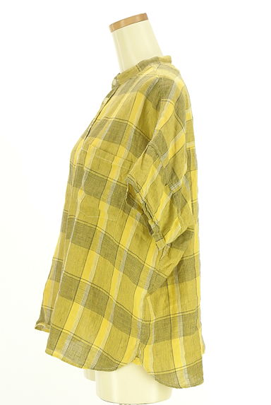 BEAMS Women's（ビームス　ウーマン）の古着「BEAMS BOY 半袖チェック柄リネンシャツ（ブラウス）」大画像３へ