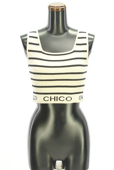 Chico（チコ）の古着「裾ブランドロゴボーダー柄ニットタンクトップ（ニット）」大画像１へ