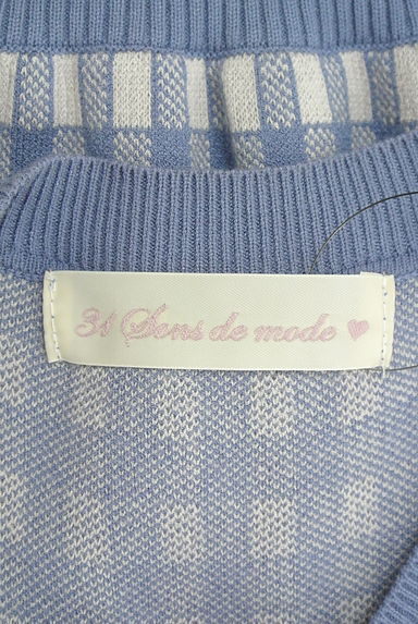 31 Sons de mode（トランテアン ソン ドゥ モード）の古着「ギンガムチェック柄切替5分袖ニットワンピース（ワンピース・チュニック）」大画像６へ