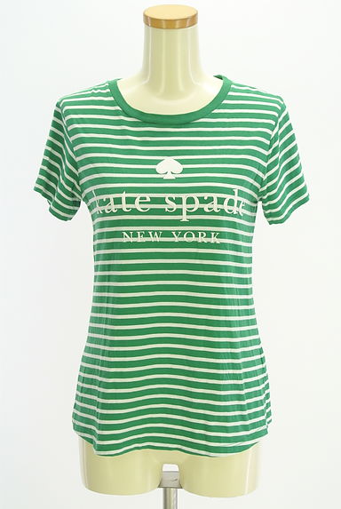 kate spade new york（ケイトスペード ニューヨーク）の古着「ブランドロゴ入りボーダー柄半袖Tシャツ（Ｔシャツ）」大画像１へ