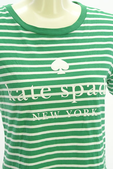 kate spade new york（ケイトスペード ニューヨーク）の古着「ブランドロゴ入りボーダー柄半袖Tシャツ（Ｔシャツ）」大画像４へ