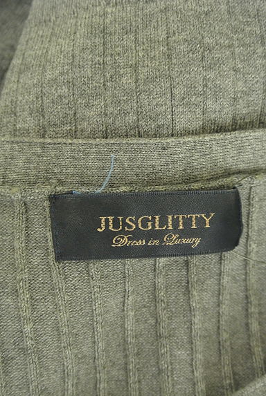 JUSGLITTY（ジャスグリッティー）の古着「ビーズ花モチーフ入りリブニットカーディガン（カーディガン・ボレロ）」大画像６へ