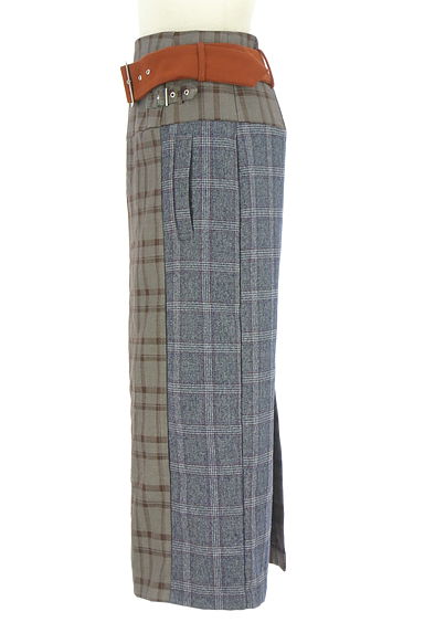 REDYAZEL（レディアゼル）の古着「2トーンチェック切替ロングスカート（ロングスカート・マキシスカート）」大画像３へ
