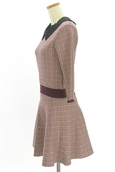 JILL by JILLSTUART（ジルバイジルスチュアート）の古着「ガンクラブチェック柄ニットセットアップ（セットアップ（ジャケット＋スカート））」大画像３へ