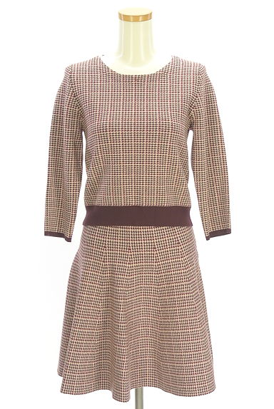 JILL by JILLSTUART（ジルバイジルスチュアート）の古着「ガンクラブチェック柄ニットセットアップ（セットアップ（ジャケット＋スカート））」大画像４へ