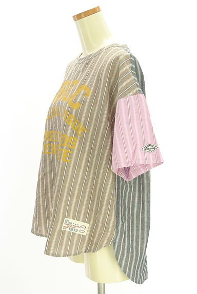 CUBE SUGAR（キューブシュガー）の古着「配色ストライプカットソー（カットソー・プルオーバー）」大画像３へ