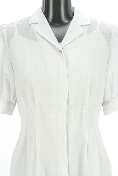 PROPORTION BODY DRESSING（プロポーションボディ ドレッシング）の古着「半袖ギンガムチェック柄シアーシャツワンピース（ワンピース・チュニック）」大画像４へ