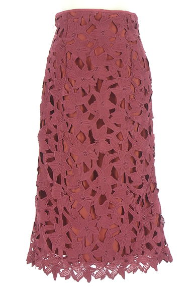 JILL by JILLSTUART（ジルバイジルスチュアート）の古着「花柄刺繍レースミモレスカート（ロングスカート・マキシスカート）」大画像１へ
