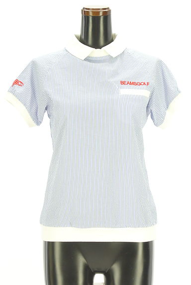 BEAMS Women's（ビームス　ウーマン）の古着「BEAMS GOLF リブ襟ストライプトップス（カットソー・プルオーバー）」大画像１へ