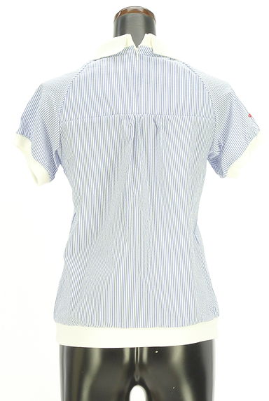 BEAMS Women's（ビームス　ウーマン）の古着「BEAMS GOLF リブ襟ストライプトップス（カットソー・プルオーバー）」大画像２へ