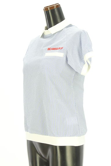 BEAMS Women's（ビームス　ウーマン）の古着「BEAMS GOLF リブ襟ストライプトップス（カットソー・プルオーバー）」大画像３へ