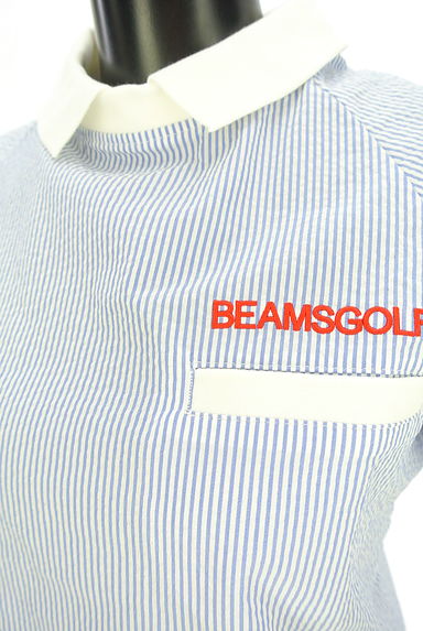 BEAMS Women's（ビームス　ウーマン）の古着「BEAMS GOLF リブ襟ストライプトップス（カットソー・プルオーバー）」大画像４へ