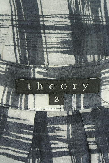 theory（セオリー）の古着「チェック柄フレンチスリーブシアーカットソー（カットソー・プルオーバー）」大画像６へ