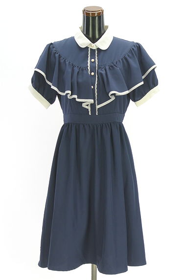 axes femme（アクシーズファム）の古着「axes femme POETIQUE フリル膝丈ワンピース（ワンピース・チュニック）」大画像１へ