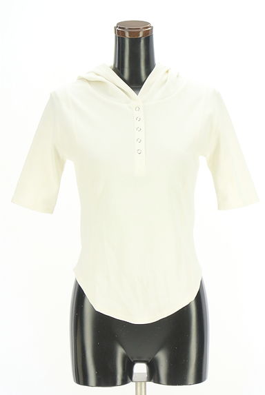 AZUL BY MOUSSY（アズールバイマウジー）の古着「ヘンリーネックフーディリブトップス（ニット）」大画像１へ