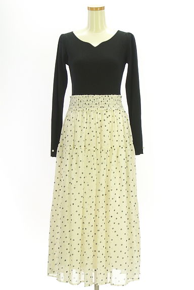 PROPORTION BODY DRESSING（プロポーションボディ ドレッシング）の古着「リブニット×ドット柄シフォンワンピース（ワンピース・チュニック）」大画像１へ