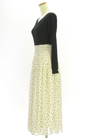 PROPORTION BODY DRESSING（プロポーションボディ ドレッシング）の古着「リブニット×ドット柄シフォンワンピース（ワンピース・チュニック）」大画像３へ