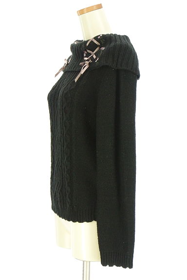 axes femme（アクシーズファム）の古着「刺繍＆レースアップ入りオフタートルニットトップス（ニット）」大画像３へ