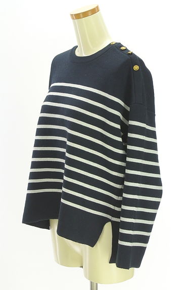 NOLLEY'S（ノーリーズ）の古着「パネルボーダー柄ニットトップス（ニット）」大画像３へ