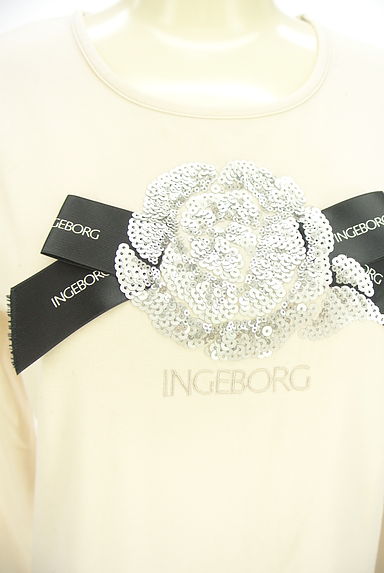 INGEBORG（インゲボルグ）の古着「スパンコール花リボン付きロングスリーブTシャツ（Ｔシャツ）」大画像４へ