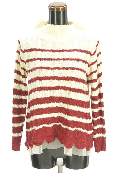 axes femme（アクシーズファム）の古着「モックネックボーダー柄ニットトップス（ニット）」大画像１へ