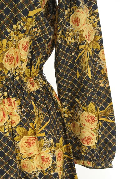 ketty（ケティ）の古着「チェック柄×花ブーケ柄 シャツワンピース（ワンピース・チュニック）」大画像５へ