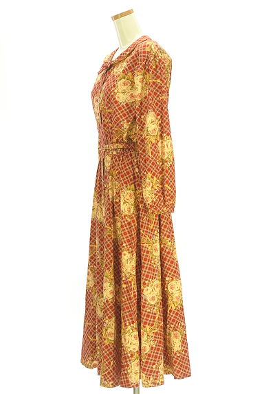 ketty（ケティ）の古着「チェック柄×花ブーケ柄 シャツワンピース（ワンピース・チュニック）」大画像３へ