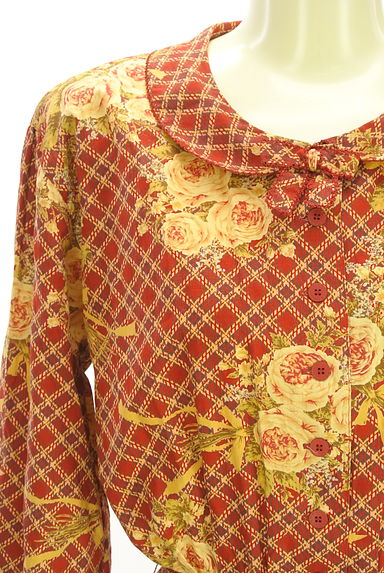 ketty（ケティ）の古着「チェック柄×花ブーケ柄 シャツワンピース（ワンピース・チュニック）」大画像４へ