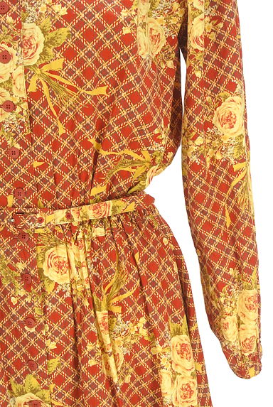 ketty（ケティ）の古着「チェック柄×花ブーケ柄 シャツワンピース（ワンピース・チュニック）」大画像５へ
