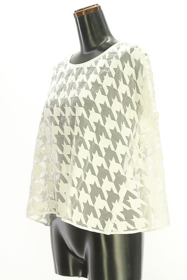 L'EQUIPE（レキップ）の古着「千鳥格子柄刺繍シアーカットソー（カットソー・プルオーバー）」大画像３へ