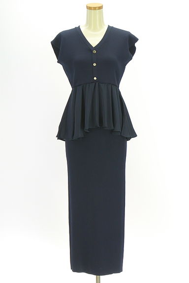 PROPORTION BODY DRESSING（プロポーションボディドレッシング）の古着「ノースリペプラムニット×タイトスカートセットアップ（セットアップ（ジャケット＋スカート））」大画像１へ
