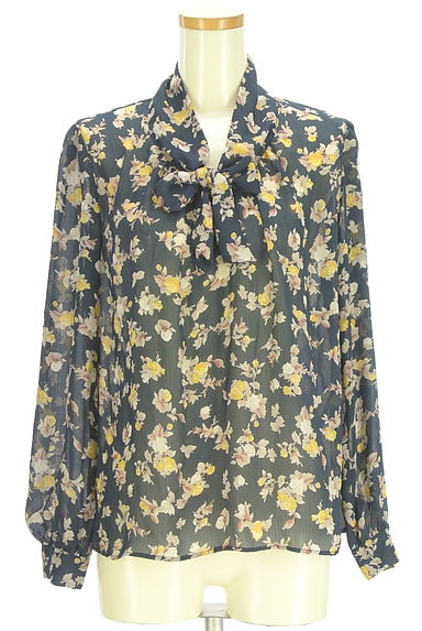 NEW YORKER（ニューヨーカー）の古着「花柄シアーボウタイブラウス（カットソー・プルオーバー）」大画像１へ