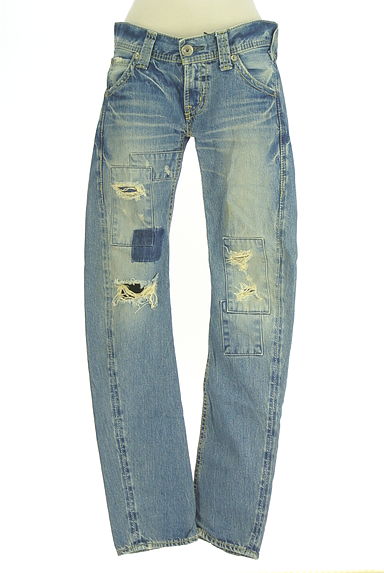 RODEO CROWNS（ロデオクラウン）の古着「ダメージ加工ストレートデニムパンツ（デニムパンツ）」大画像１へ