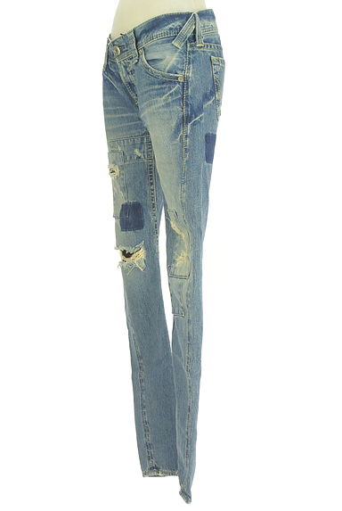 RODEO CROWNS（ロデオクラウン）の古着「ダメージ加工ストレートデニムパンツ（デニムパンツ）」大画像３へ