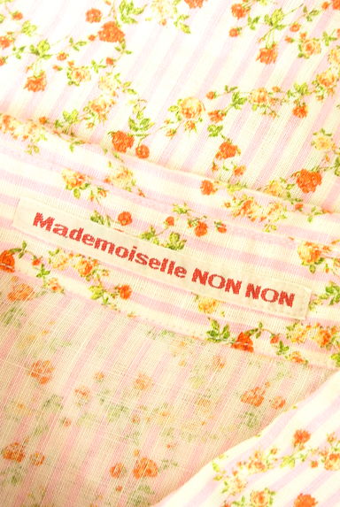 Mademoiselle NON NON（マドモアゼルノンノン）の古着「ストライプ柄×花柄半袖シャツ（ブラウス）」大画像６へ