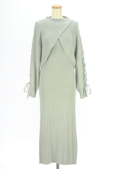 PROPORTION BODY DRESSING（プロポーションボディドレッシング）の古着「レースアップニット+ロングワンピース（ツーピース（ジャケット＋ワンピース））」大画像１へ