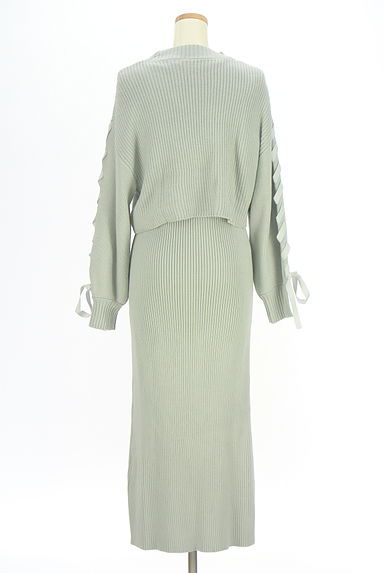 PROPORTION BODY DRESSING（プロポーションボディドレッシング）の古着「レースアップニット+ロングワンピース（ツーピース（ジャケット＋ワンピース））」大画像２へ