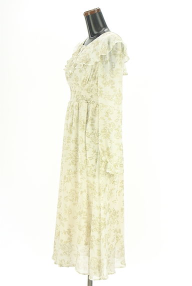 earth music&ecology（アースミュージック＆エコロジー）の古着「フリルカラー花柄ロングシフォンワンピース（ワンピース・チュニック）」大画像３へ