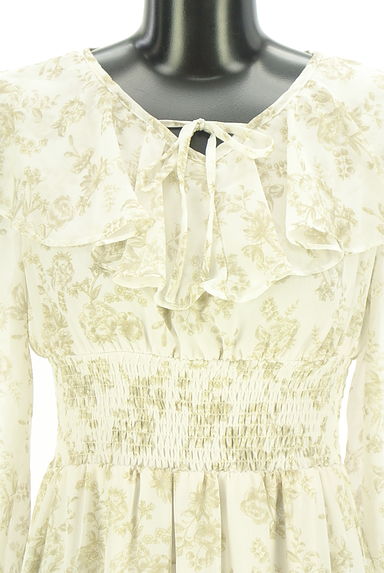 earth music&ecology（アースミュージック＆エコロジー）の古着「フリルカラー花柄ロングシフォンワンピース（ワンピース・チュニック）」大画像４へ