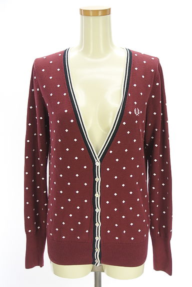 FRED PERRY（フレッドペリー）の古着「スクエアドット柄刺繍カーディガン（カーディガン・ボレロ）」大画像１へ