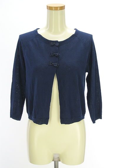 GALLERY VISCONTI（ギャラリービスコンティ）の古着「リボン付き8分袖ニットカーディガン（カーディガン・ボレロ）」大画像１へ