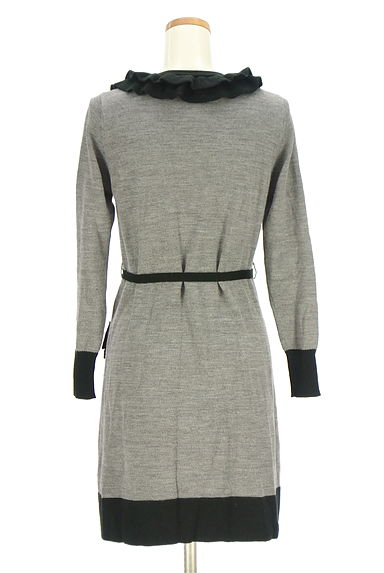 クリックで大画像表示 GALLERY VISCONTI(ギャラリービスコンティ)の古着「ベルト付きバイカラーロングニットカーディガン(カーディガン・ボレロ)」大画像2へ