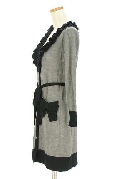 クリックで大画像表示 GALLERY VISCONTI(ギャラリービスコンティ)の古着「ベルト付きバイカラーロングニットカーディガン(カーディガン・ボレロ)」大画像3へ