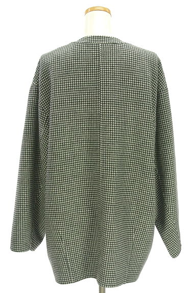 SLOBE IENA（スローブイエナ）の古着「ノーカラーギンガムチェック柄ウール混コート（コート）」大画像２へ