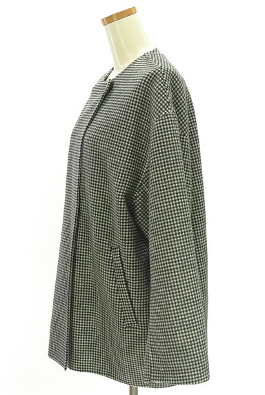 SLOBE IENA（スローブイエナ）の古着「ノーカラーギンガムチェック柄ウール混コート（コート）」大画像３へ