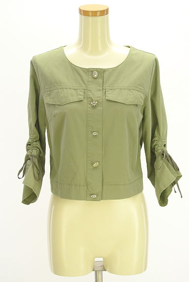 クリックで大画像表示 JILL by JILLSTUART(ジルバイジルスチュアート)の古着「ビジュー付きノーカラージャケット(ジャケット)」大画像4へ