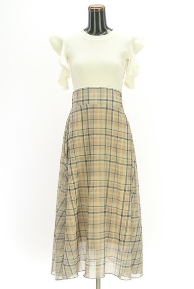 ROYAL PARTY（ロイヤルパーティ）の古着「ニット×チェック柄シアー切替ノースリワンピース（ワンピース・チュニック）」大画像１へ