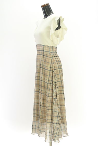 ROYAL PARTY（ロイヤルパーティ）の古着「ニット×チェック柄シアー切替ノースリワンピース（ワンピース・チュニック）」大画像３へ