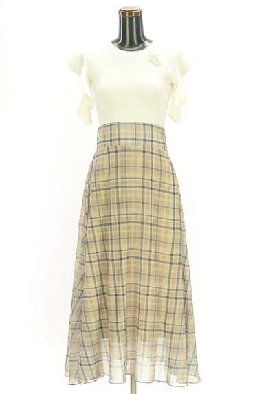 ROYAL PARTY（ロイヤルパーティ）の古着「ニット×チェック柄シアー切替ノースリワンピース（ワンピース・チュニック）」大画像４へ