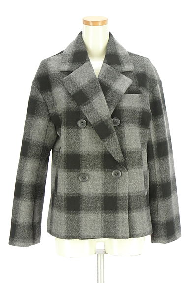 MOUSSY（マウジー）の古着「ブロックチェック柄ショート丈Pコート（コート）」大画像１へ